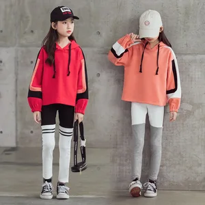 Новинка осени 2022, детская одежда, свитшот с капюшоном для девочек, хлопковый свитшот в стиле пэчворк для девочек-подростков, Модный повседневный свитшот, #9117