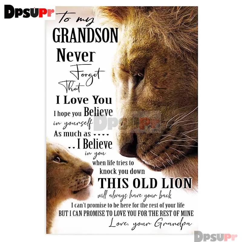 TO GRANDSON Dpsprue полный квадратный/круглый 5D Набор для алмазной живописи "Лев пожелание" Алмазная вышивка мозаика вышивка крестиком 3D Декор подарок Df01 - Цвет: TO GRANDSON