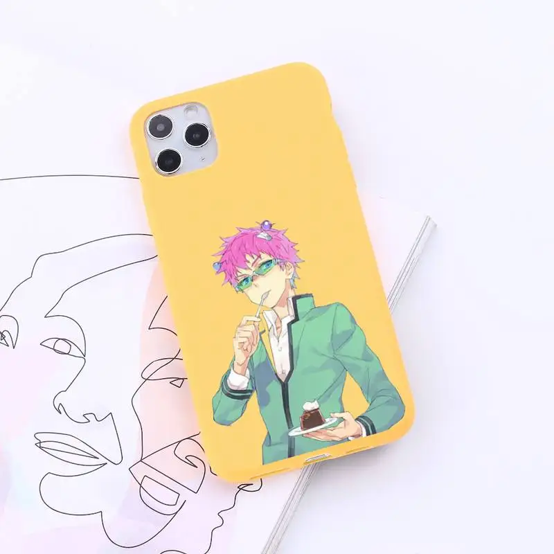 

Saiki Kusuo Japan anime Phone Case Candy Color for iPhone 6 7 8 11 12 s mini pro X XS XR MAX Plus