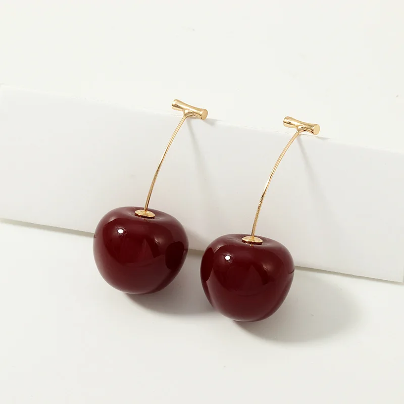 

New Fashion Cute Red Cherry Earrings Sweet Bohemian Fashion Jewelry Women Cute Cherry Earrings Fruit Stud Earrings Gifts