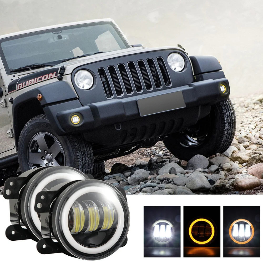 

1 Pair of 30W SUV Front Bumper Lamp Angel Eye LED Headlamp for Motorbike Off-road Vehicle (White Light)