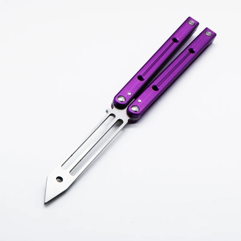 purple Baliplus тренировочный нож-бабочка, нож для сквадтренера 420 лезвие, с алюминиевой ручкой Jilt, не острый охотничий складной карманный нож, сувенирные ножи - Цвет: purple