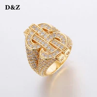 dz fashion rock us dollar sign rings iced out bling aaa cubic zircon stones hip hop ring for men jewelry