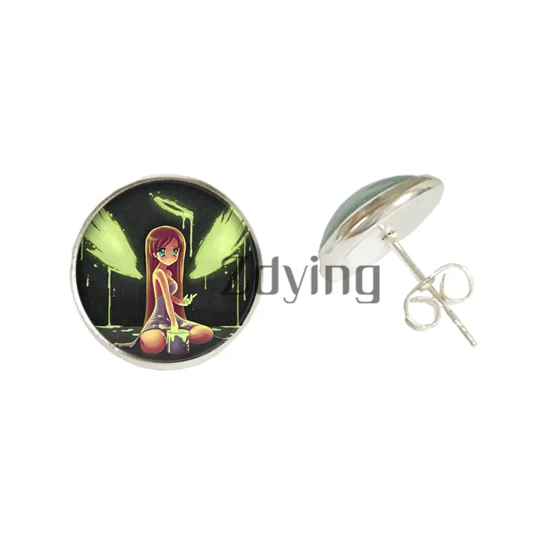 ZDYING/милые серьги гвоздики для девочек из аниме стеклянная фотографии кабошон