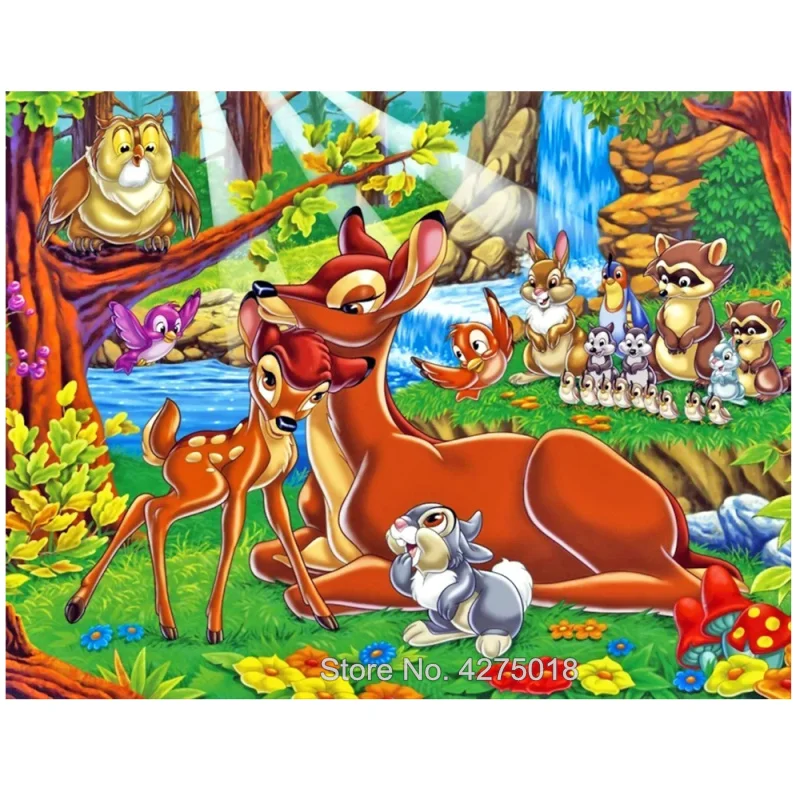 Алмазная 5d картина с милым оленем сделай сам квадратная мозаика мультяшными