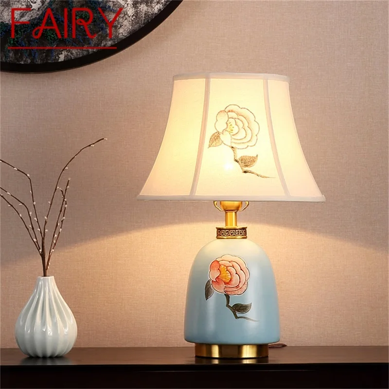 

FAIRY Brass Table Lamps Ceramic Desk Light Suitable For Home Living Room Dining Room Bedroom Office Hotel