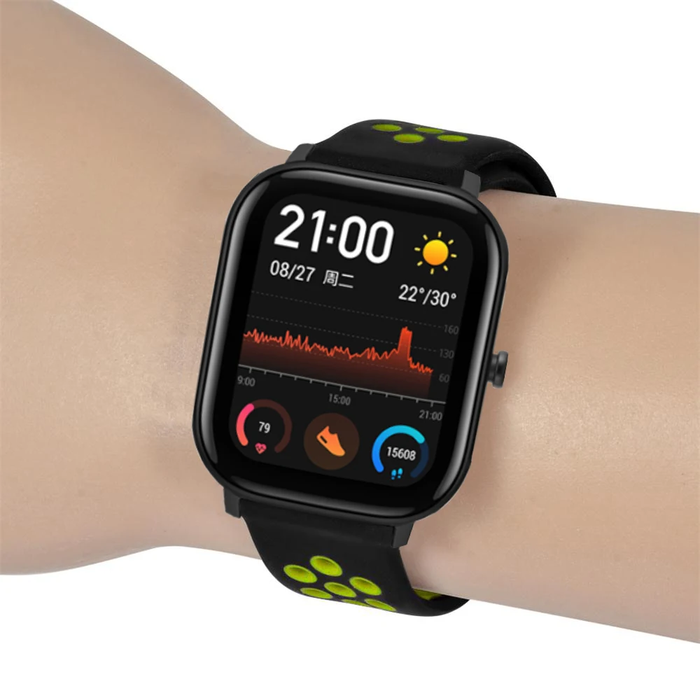 Многоцветный 20 мм спортивный силиконовый ремешок для Huami Amazfit GTS Bip BIT PACE Lite Молодежные умные часы браслет