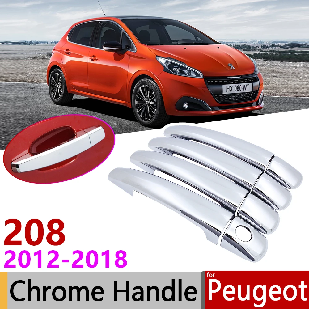 Хромированная накладка на дверную ручку для Peugeot 208 2012 ~ 2018 2013 2014 2016 2017|Наклейки