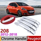 Хромированная накладка на дверную ручку для Peugeot 208 2012  2018, 2013, 2014, 2016, 2017