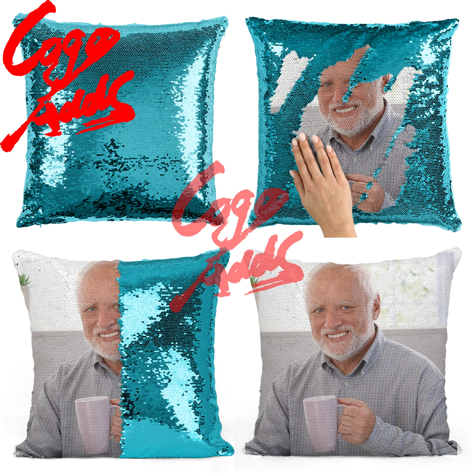 Гарольд и чашка чайного мема блестящая Подушка наволочка двухцветная подарок