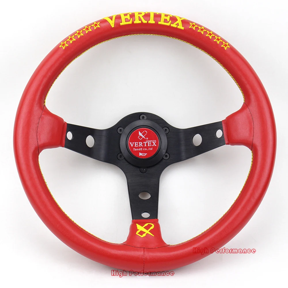 Гонки 330 мм Универсальный 13 дюймов красные кожаные Vertex рулевое колесо|Рулевые