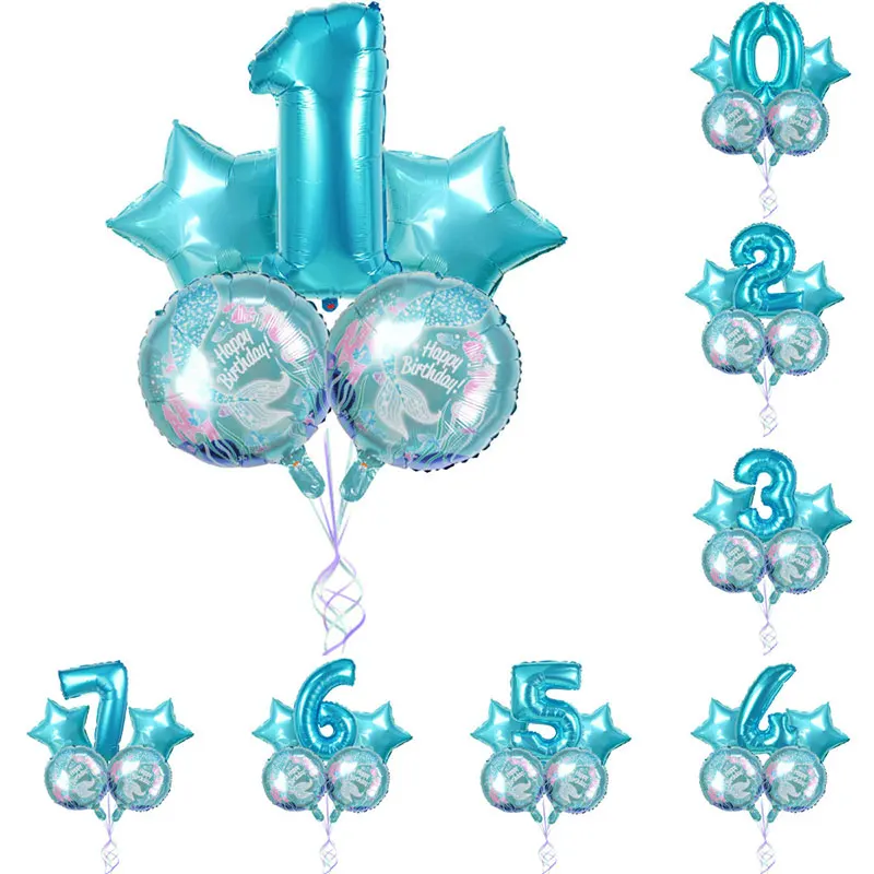 32 дюймовый воздушный шар из синей фольги в виде цифр для тематической вечеринки
