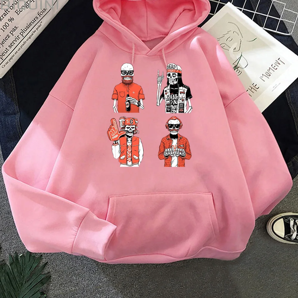 

Skull Sweatshirt Trend Cool Music Hoodies Men 2020 Pullover Oversized Harajuku Hoodie Unisex Streetwear Wram Clothes Men Blended
