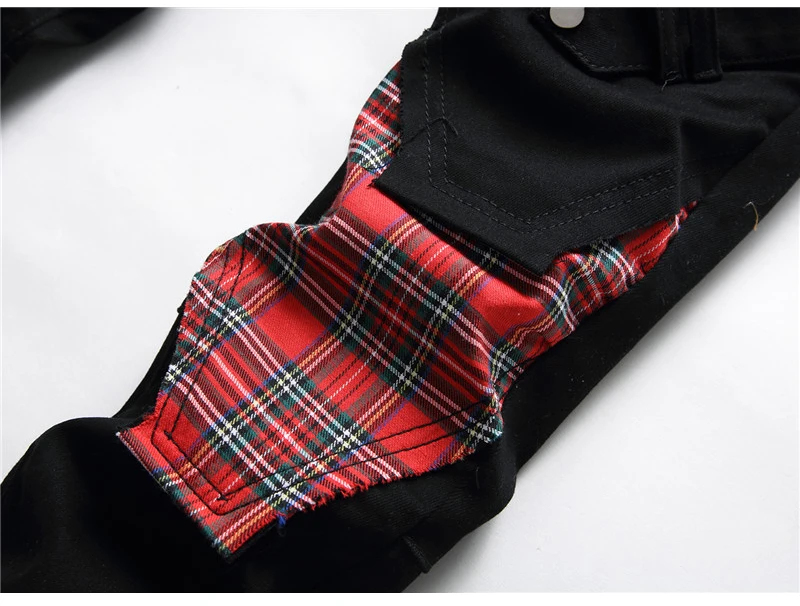 Новый мужской эксклюзивная ключница в клетку Scotch стиле пэчворк черные джинсы