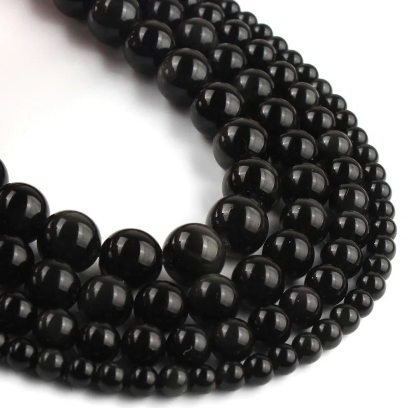 Натуральный оригинальный Радужный обсидиановый камень круглые бусины