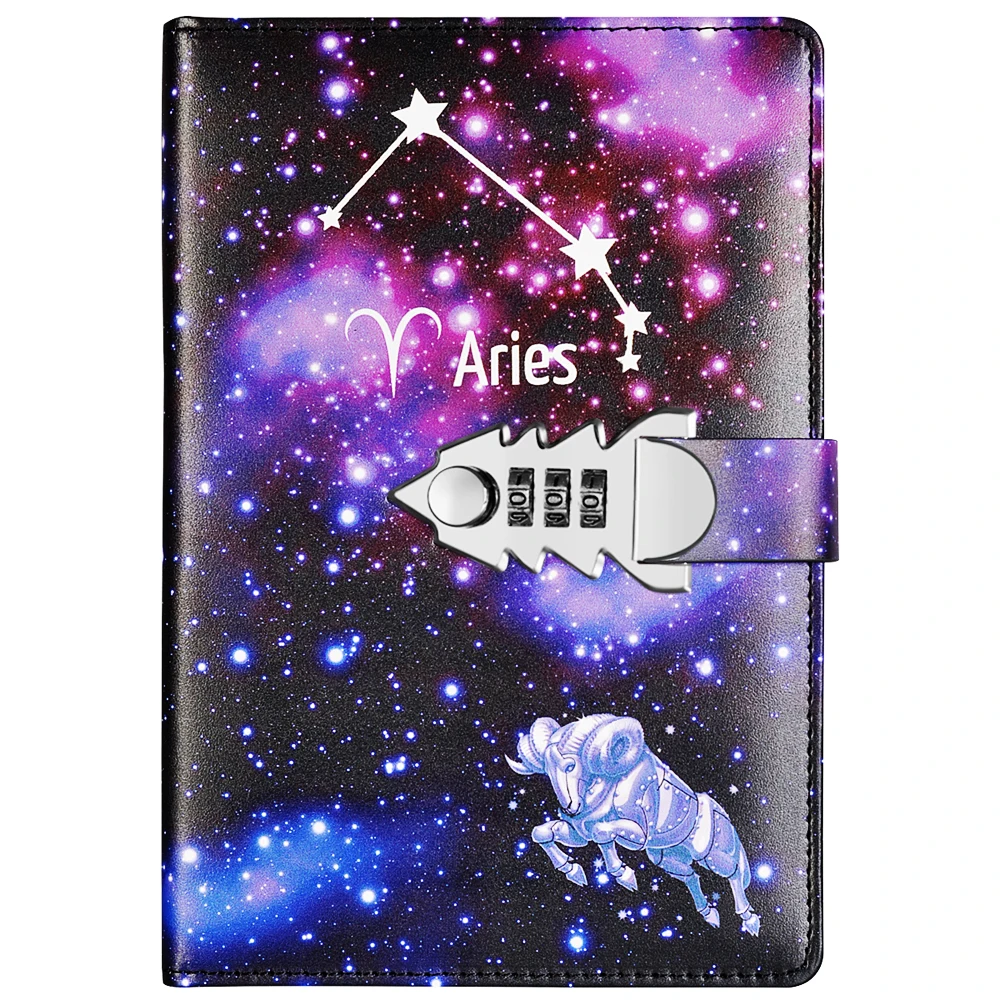 

A5 Size Twelve Constellations Pass Words Diary Book DIY PassWord Notebook Business Office Daily Pages Super Thick Gift Notebook