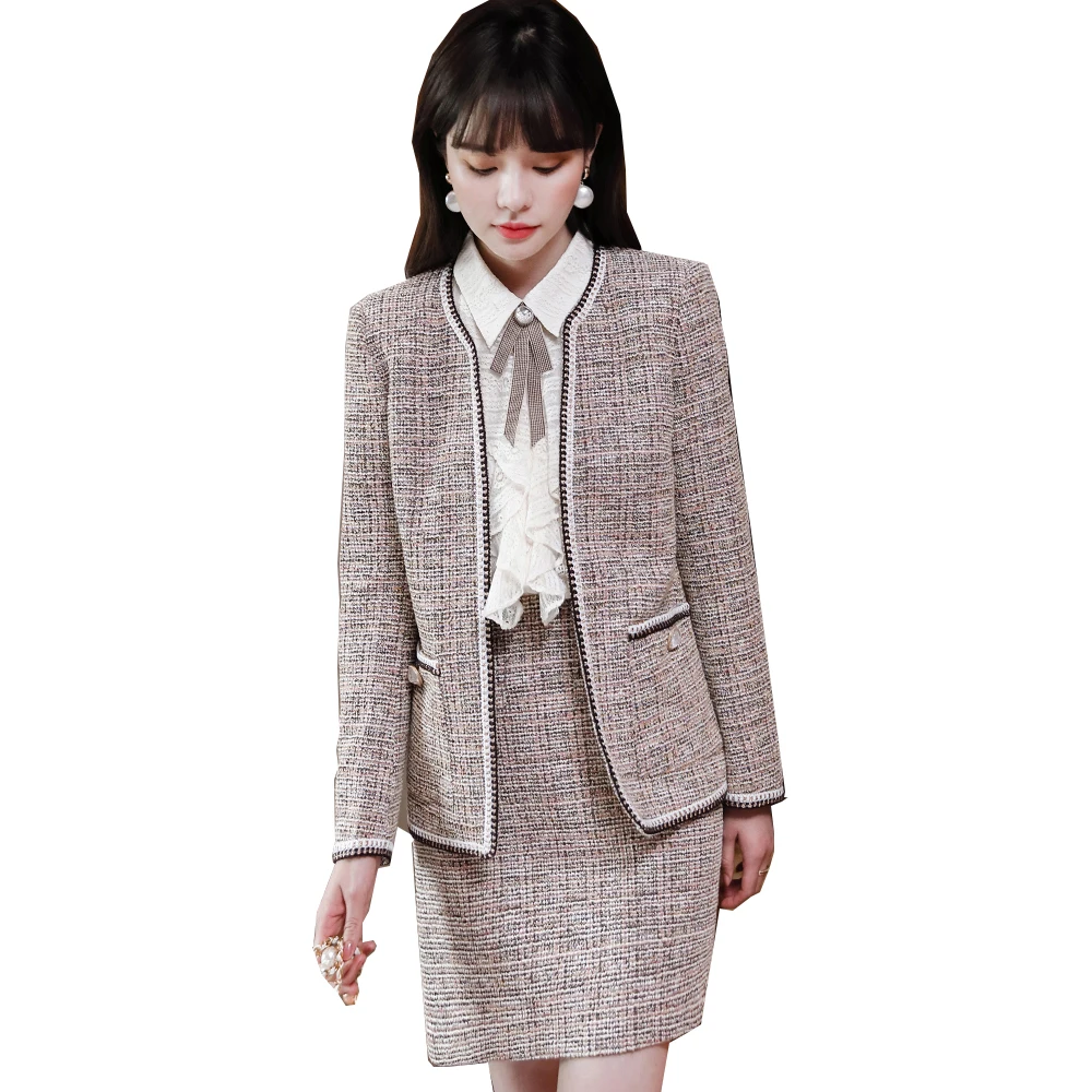 

Женский костюм из блейзера и юбки, оранжевый красный костюм из двух предметов для офиса, официальная деловая одежда, юбка для работы