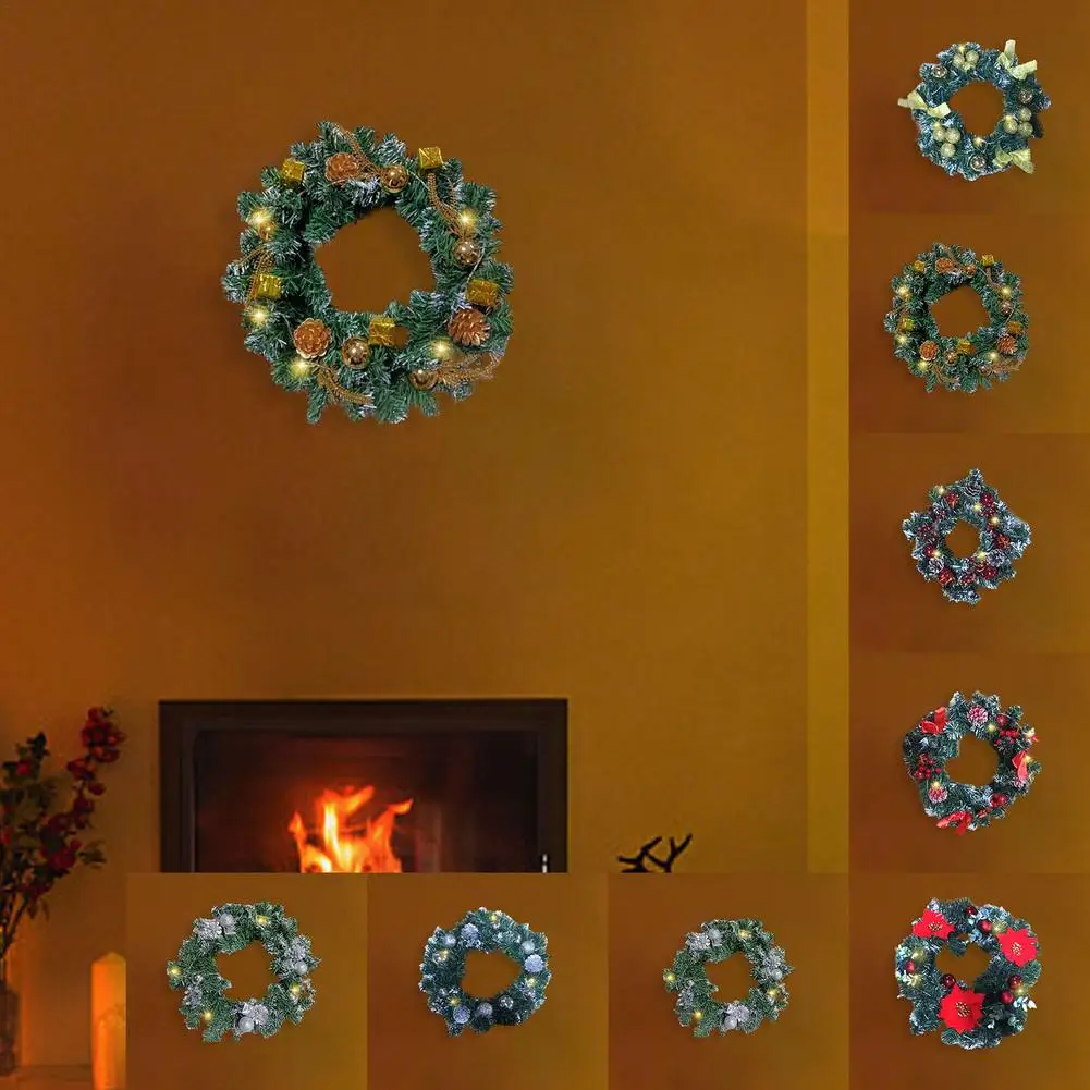 

Christmas Wreath Artificial Christmas Decorated Garland With Lights Garland Ornament For Christmas Party Indoors And Outdoors