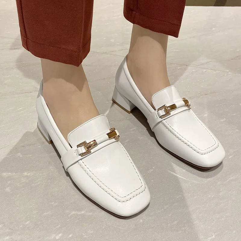 

ladies pumps sexy high heels genuine leather pumps metal buckle women pumps parties women casual dress office lady black shoes