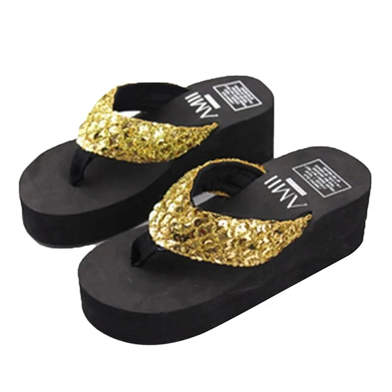

MoneRffi 2021 Summer Sandals Women Sequins Slippers Soft Ladies Sandals Comfortable Flat Sandals Beach Shoes Fashion Flip Flops