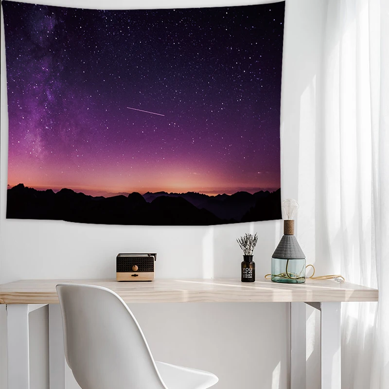 

Nordic Night Sky Wall Tapestry Hanging Stars Space Art Dark Blue Tapestry Aesthetic Blanket Fabric Tapiz Bedroom Decor AD50WT