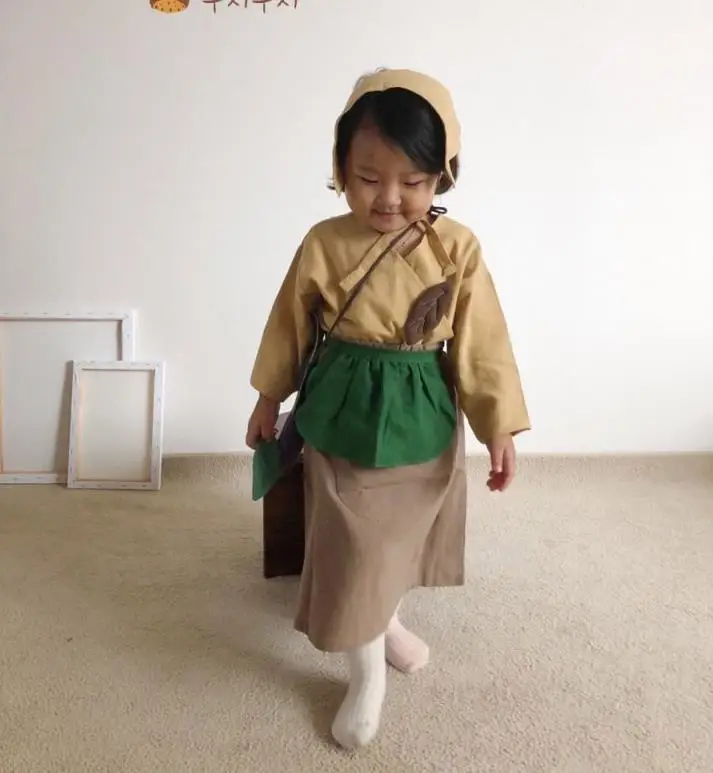 Детский фартук в винтажном стиле льняная одежда для девочек мори | Детская и