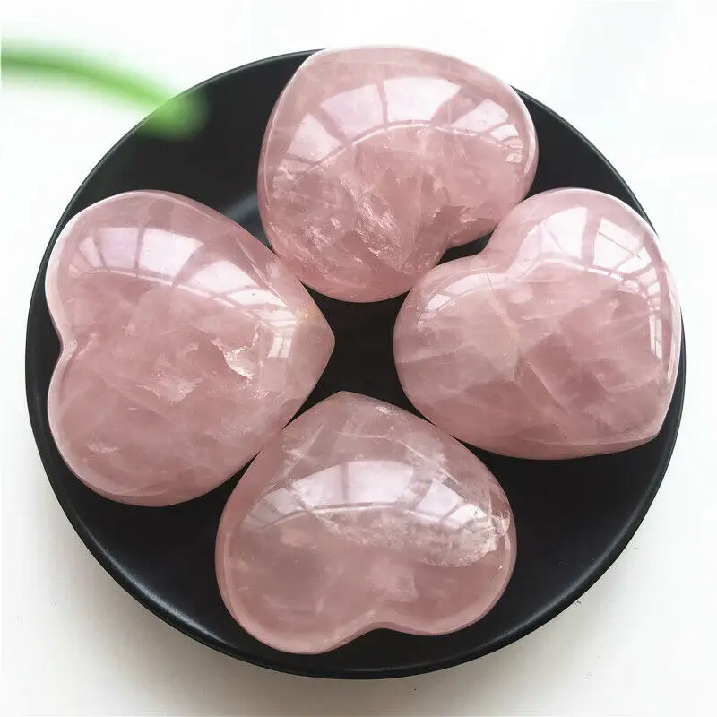

1pc Heart Shaped Natural Rose Crystal Heart Stone Pink Quartz Specimens Healing Natural Stones and Minerals