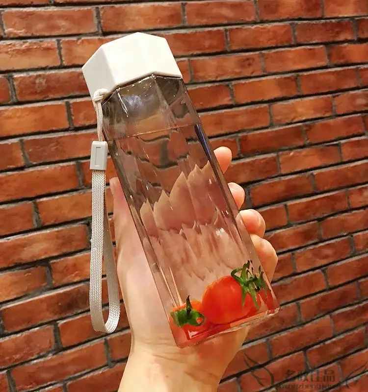 Пластиковая бутылка для напитков квадратная портативная Милая без бисфенола А