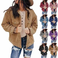 2021 autumn and winter new womens clothing solid color lapel jacket jacket cardigan loose cardigan velvet jacket women