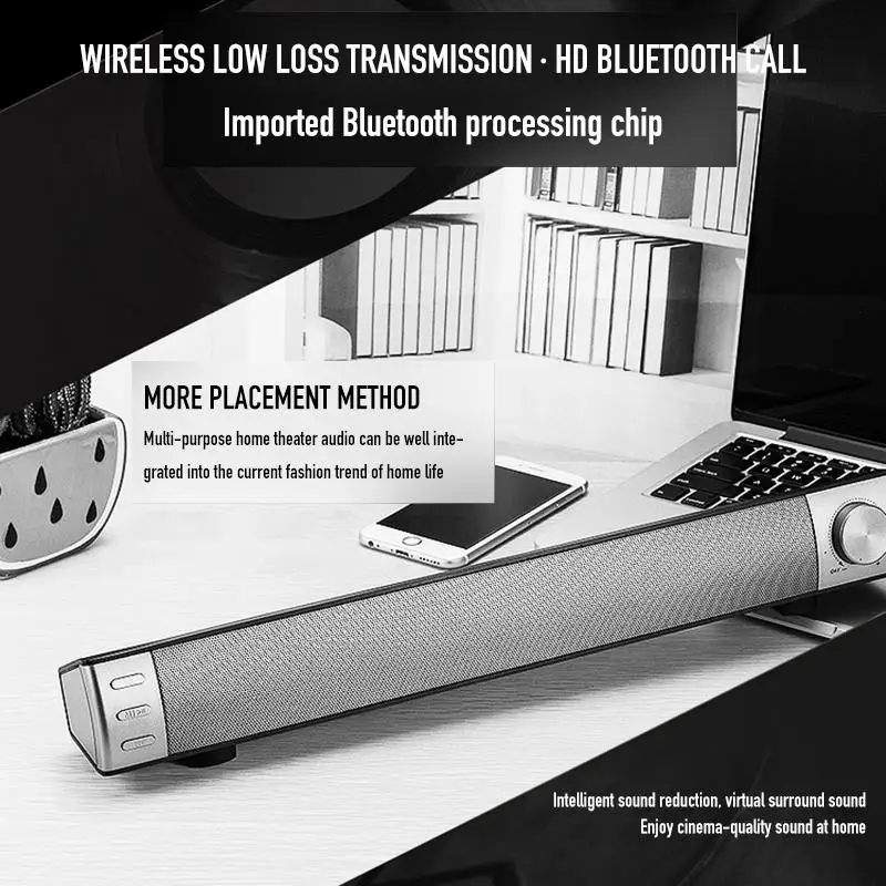 Портативный беспроводной Саундбар с сабвуфером bluetooth Динамик ТВ ПК 3D стерео музыка объемный динамик Поддержка TF карты AUX