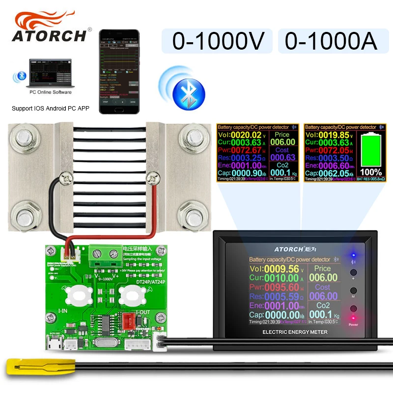 

Цифровой измеритель емкости батареи DT24P, вольтметр-амперметр с цифровым дисплеем для измерения емкости батареи и топлива, 1000 В/0 ~ 1000 А постоя...