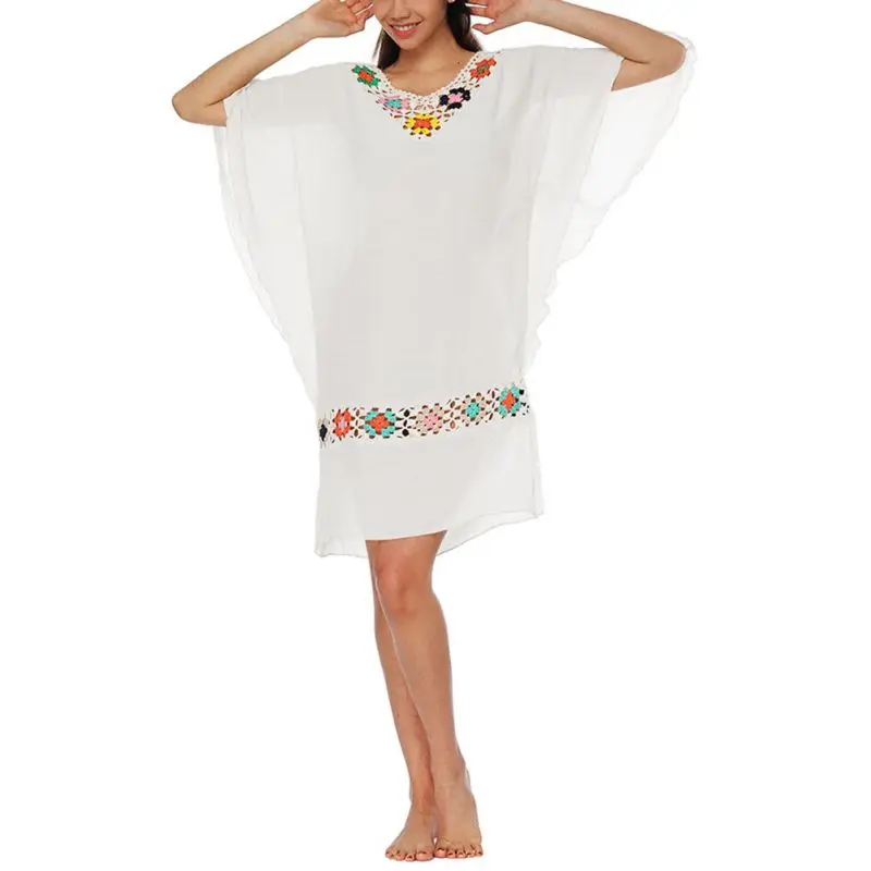 Один размер пляжный шифоновый халат карамельные цвета крафтовое платье шаль для