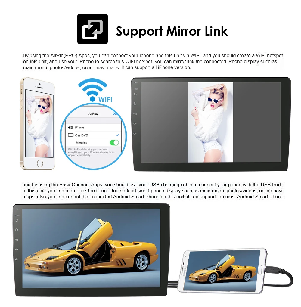 2din 10.1 inch Android9.0 Wifi Car radio GPS Navigation Stereo Radio Bluetooth USB/SD Universal Player 2G+32G CAM | Автомобили и