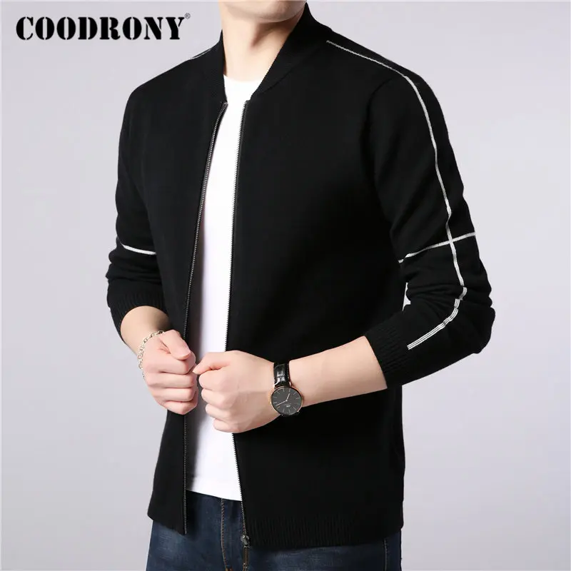 Бренд COODRONY, мужской свитер, уличная мода, на молнии, свитер, пальто,, осень, зима, толстый теплый кашемировый шерстяной кардиган, мужской 91102