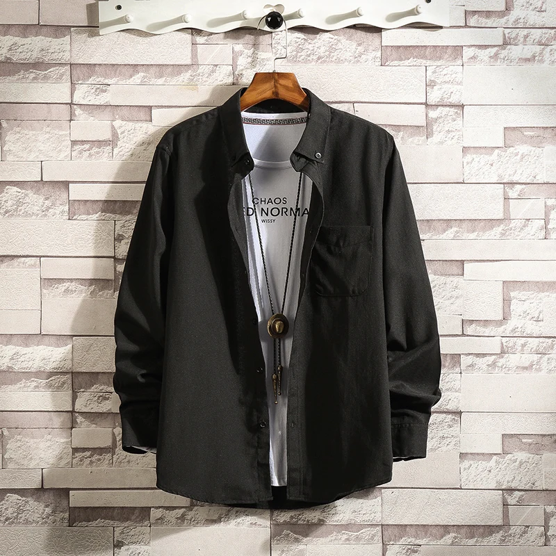 Новый 2019 Для мужчин чистый хлопковая рубашка Slim Fit модная одежда с длинными