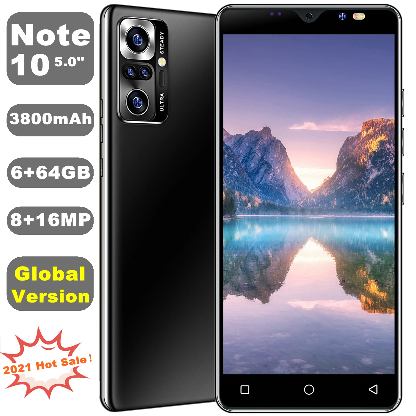 

2021 Top Selling Redmi Note10 5.0'' Global Version Cellphone 8+16MP Camera 3800mAh 6GB 64GB Dual SIM Card Cheap Smartphone
