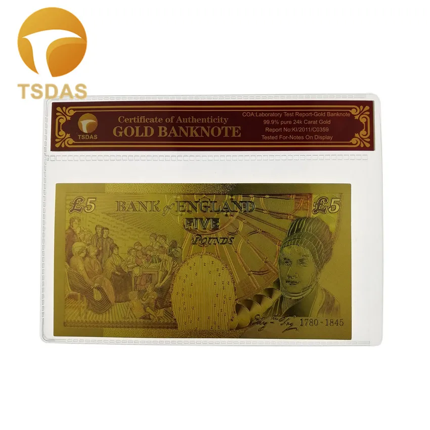 Коллекционные золотые банкноты из британской золотой фольги с оправой COA|Золотые