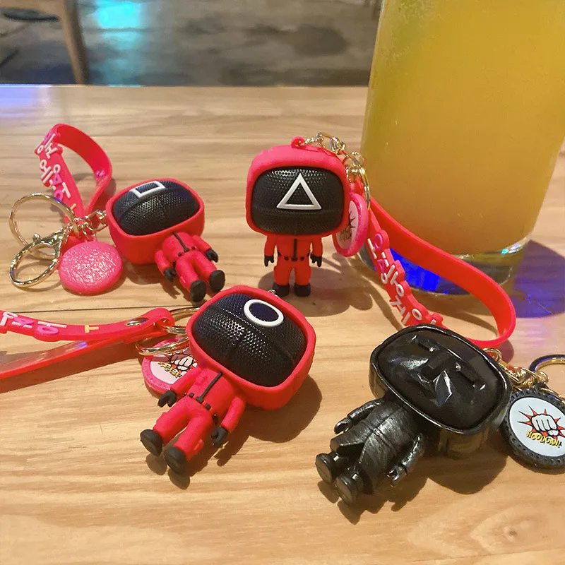 

Creative Cartoon Mask Ornament Car Key Chain Key Pendant Couple Doll Cute Squid Game Key Chain