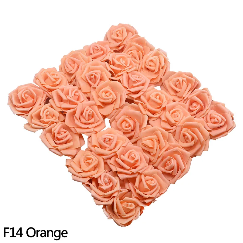 F14 Orange 21 цвет 10 голов искусственные из ПЭ пены розы Свадебный букет невесты DIY домашний декор Скрапбукинг поддельные товары для цветов - Цвет: F14 Orange