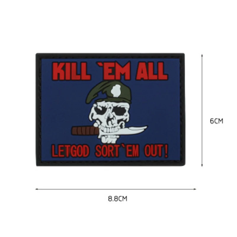 

kill'em all let god sort'em out patch skull velcro armband PVC bag shoes clothing decoration stickers army fan collection medal