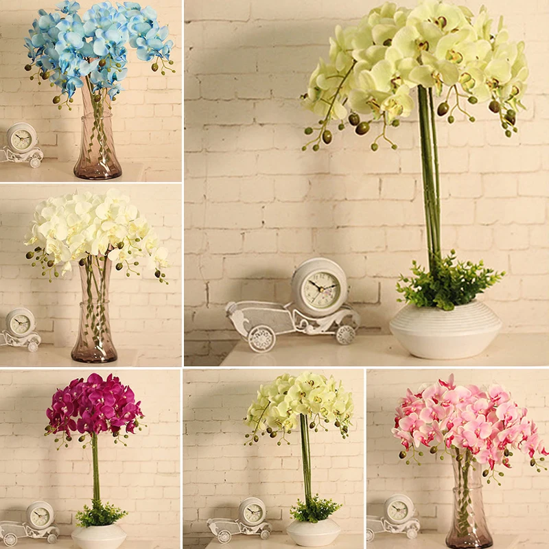 

1pcs Artificial Silk White Butterfly Orchid Flowers Moth Fake Flower for Wedding Party Home Festival Decoration