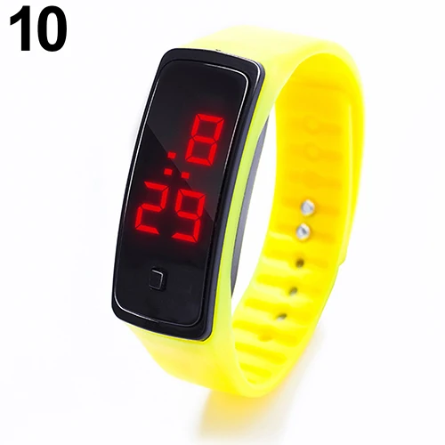 Yellow 23 cm Детские часы детские светодиодные цифровые спортивные часы для мальчиков и девочек мужские и женские Электронные Силиконовые наручные часы с браслетом - Цвет: Yellow 23 cm