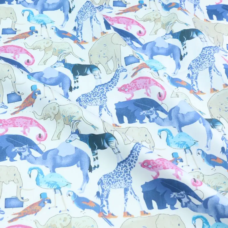 Саржевая 100% хлопчатобумажная ткань в горошек с изображением динозавров животных