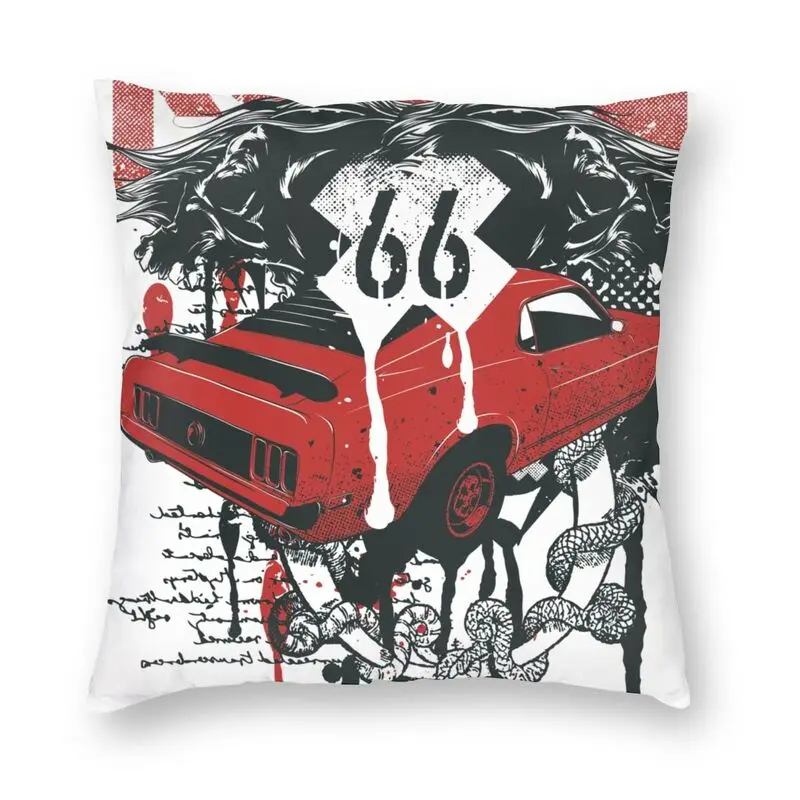 

The Mother Road Route 66 Fashion Car Pillow Case 45x45cm Decor Home California USA Cushions Cover For Sofa Square Pillowcase