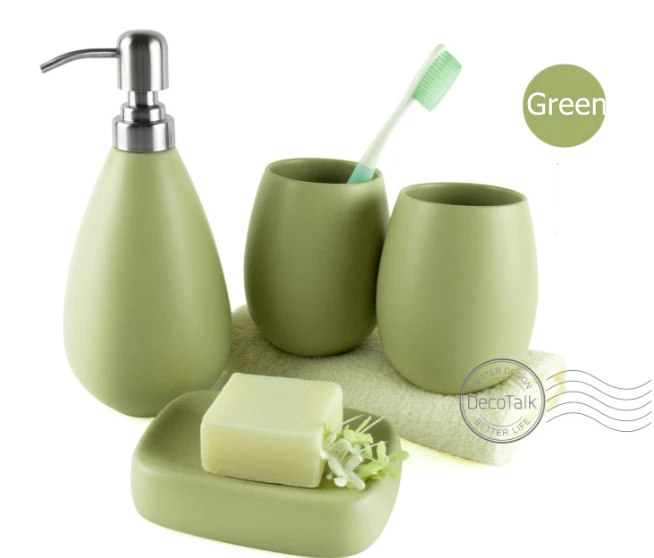 green DecoTalk аксессуары для ванной комнаты Набор скандинавские керамические наборы для ванной 4 шт. набор персональных поставок комплекты отель мыть люкс - Цвет: green