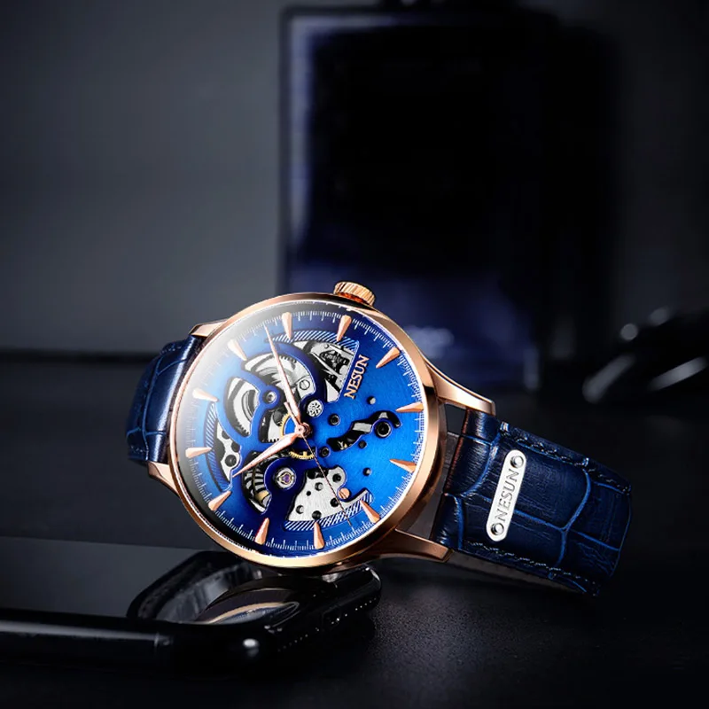 Часы наручные NESUN Мужские механические водонепроницаемые с автоподзаводом из