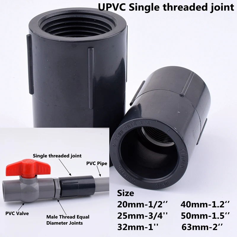 

2~10Pcs 20-63mm Hi-Quality UPVC Single Side Internal Thread Direct Garden Irrigation Industry Connector Aquarium Adapte