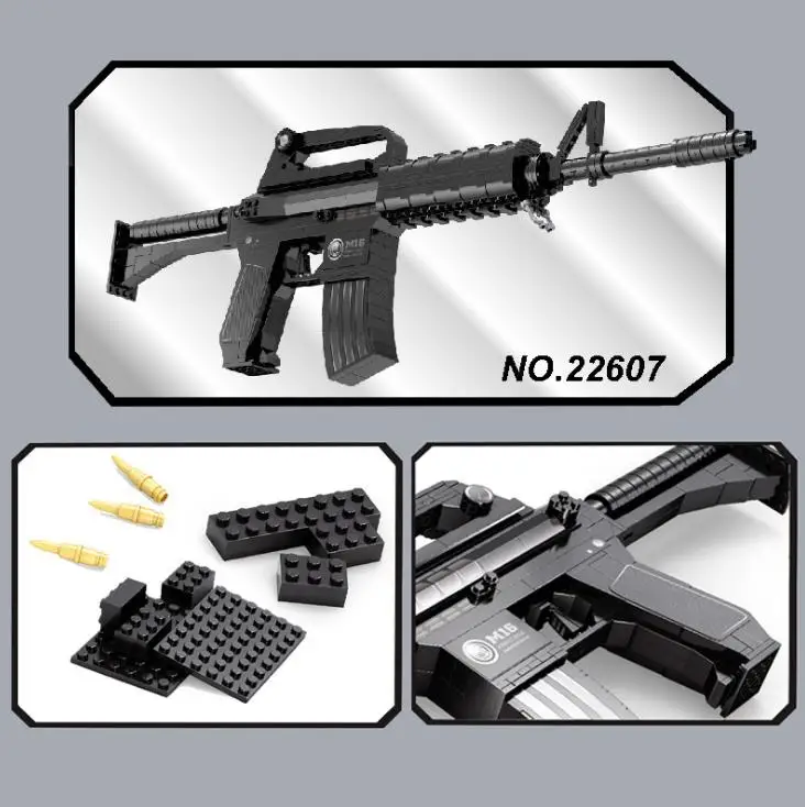 

22607 New 524Pcs Classic Arms M16 Assault Rifle Gun Weapon 1:1 Lifelike Model Building Blocks Kids Jigsaw Toys Birthday Gifts