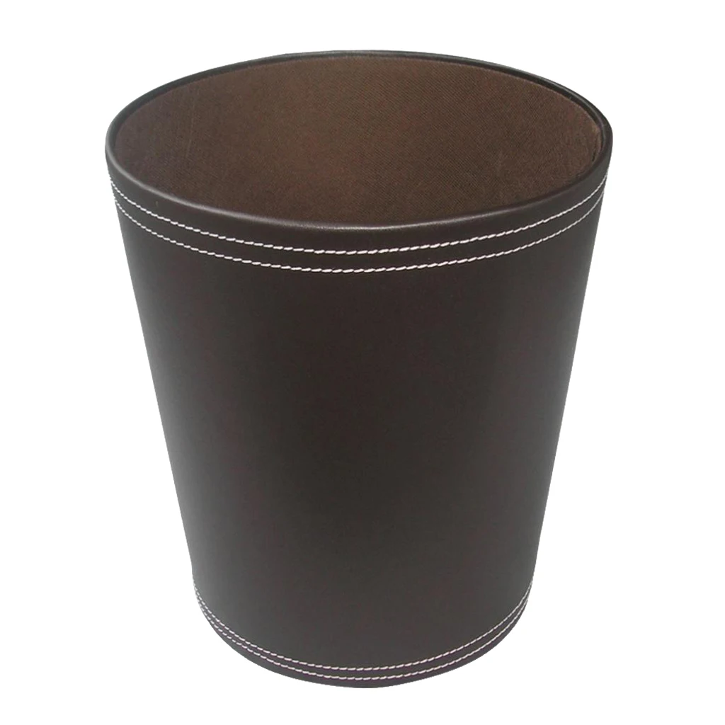 

Coffee/Black PU Leather Bin, Rubbis,h Retro Style Waste Container, Dustbin,