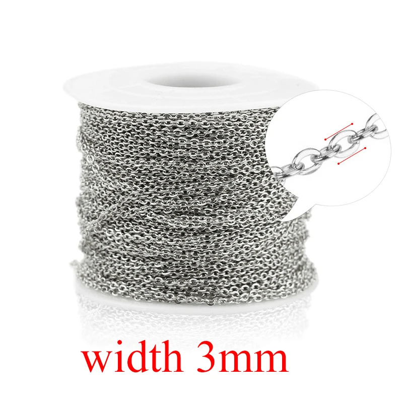Steel 3mm Aiovlo 2 м/лот цепочка из нержавеющей стали оптом для серебряного розового золота 1 мм 1,5 мм 2 мм 2,5 мм Материалы для самостоятельного изготовления украшений - Цвет: Steel 3mm